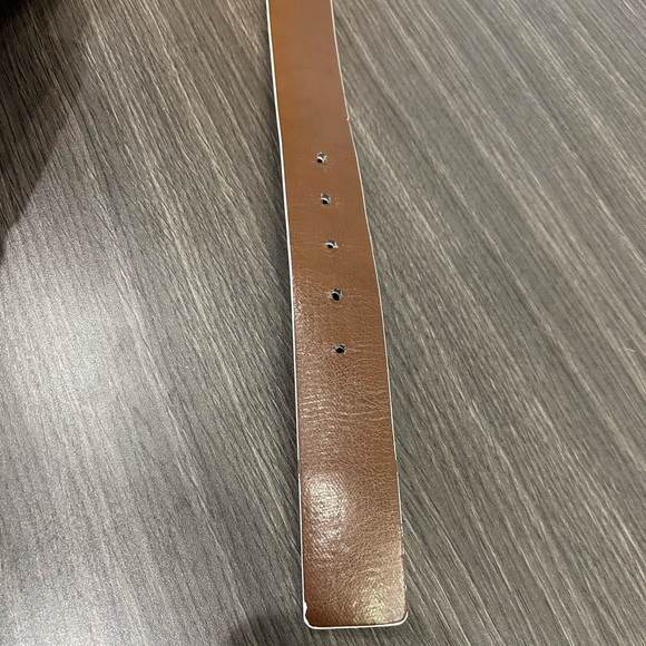 Michael Kors White and Brown Monogram Leather Gold Buckle Belt - Picture 6 of 8